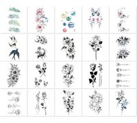 Tatouages Temporaires Imperméables, Frais Et Colorés À Motifs De Fleurs, Attrape-Rêves Et Plumes ; Résistants À La Transpiration. 105 * 60mm A073