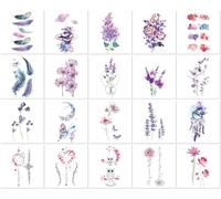Tatouages Temporaires Imperméables, Frais Et Colorés À Motifs De Fleurs, Attrape-Rêves Et Plumes ; Résistants À La Transpiration. 105 * 60mm A074