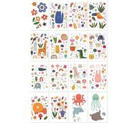 Tatouages Temporaires Imprimés Pour Enfants, Autocollants D'Animaux Mignons, Fleurs Et Plantes De Dessins Animés, Résistants À L'Eau Et À La Transpiration, Colorés 100 * 60MM A250