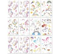 Tatouages Temporaires Licorne, Style Dessin Animé, Autocollants Jetables Pour Enfants, Lavables. 76 * 120mm A134
