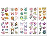 Tatouages Temporaires Pailletés Représentant Des Fleurs, Des Oiseaux Et Des Papillons, Pour Enfants, Résistants À L'Eau, Pour Les Fêtes Et Les Vacances, En Cadeau Éphémère. 120 * 76mm
