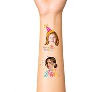 Tatouages Temporaires Personnalisés avec Photo Visage et Nom Anniversaire- Autocollants Tatouage Imperméables pour Mariage, Anniversaire, EVJF, Fête, Graduation