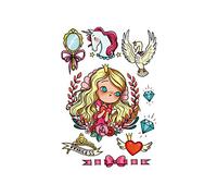 Tattoo' Mania - Planche 9 x 13 cm Tatouages éphémères Enfant - Princesse Rose