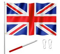 Tatuo 150 x 90 cm Drapeau et Mât de Drapeau en Acier Inoxydable Corde de Suspension 2 Boucles pour Intérieur Extérieur Fournitures de Décoration de Fête à Thème de Maison(Drapeau de l'Angleterre)