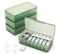 Tatuo Lot de 4 boîtes de rangement de câbles avec couvercle, organiseur de cordon de charge extra large, étui en plastique PP, 20 attaches en silicone et 20 étiquettes pour tiroir, voyage, bureau