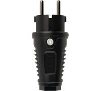 TAUR2 0522-SS - Fiche en caoutchouc plein Taurus2, type EF - CEE 7/7, noire