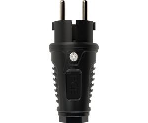 TAUR2 0522-SS - Fiche en caoutchouc plein Taurus2, type EF - CEE 7/7, noire