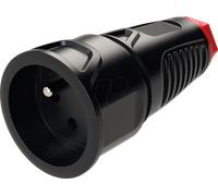PCE 2410-sr Fiche électrique femelle avec terre caoutchouc, plastique 230 V noir IP20