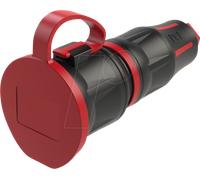 PCE 25711-sr Fiche électrique femelle avec terre 250 V noir/rouge IP54