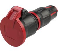 PCE 25712-sr Fiche électrique femelle avec terre 250 V noir/rouge IP54