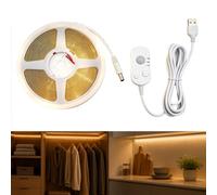 Taurion Lot de 2 rouleaux de bandes LED 3 m avec détecteur de mouvement, capteur USB, bande LED, éclairage d'armoire, flexible, lumière chaude, pour cuisine, chambre à coucher, couloir, escalier, lit