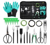 TAVADA Kit d'outils pour Bonsai, 28 Pièces Outils de Jardinage, Beginner Gardener Bonsai Gardening Set, Ciseaux, Fil de Ligature, Mini râteau et Pelle, Sécateurs de Jardin and Garden Gloves
