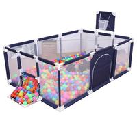 Tavalax Parcs pour bébés – Parc bleu extra large avec ballon de basket Tavalax – Vous ne pouvez pas vous occuper de votre enfant agité ? | équipements de qualité pour la vie quotidienne | Fonctions bi