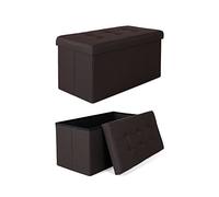 tavora Tabouret Pliable en Lin Cube Coffre de Rangement, 76x38x38 cm Marron | Banc rembourré stable en lin avec grand rangement et couvercle amovible, pour jouets, livres et accessoires