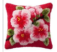 Taxpy Fleur Kit De Coussins Avec Crochet,43 X 43 Cm | Latch Hook Canevas Coussin Point Convient aux débutants aux adultes Créatif Décoration intérieure Projets artisanaux Idéal