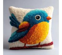 Taxpy Moineau Kit De Coussins Avec Crochet,43 X 43 Cm | Latch Hook Canevas Coussin Point Convient aux débutants aux adultes Créatif Décoration intérieure Projets artisanaux Idéal