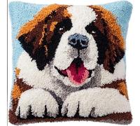 Taxpy Saint Bernard Kit De Coussins Avec Crochet,43 X 43 Cm | Latch Hook Canevas Coussin Point Convient aux débutants aux adultes Créatif Décoration intérieure Projets artisanaux Idéal