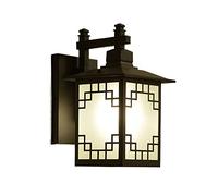 TAXXII Applique Murale extérieure carrée de Style Chinois Noir E27 avec Indice d'étanchéité IP45 et Abat-Jour en Verre. Convient pour Les balcons, Les Murs extérieurs, Les Villas, Les esc