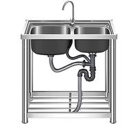 TAXXII Évier Commercial en Acier Inoxydable, évier de Cuisine à Une cuve pour Restaurant, buanderie, extérieur, sur Pied, Utilitaire