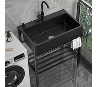 TAXXII Évier de Cuisine autoportant, Style Industriel à Une cuve avec Robinet, Poste de Travail en métal, Durable, éviers de préparation et Utilitaires en Acier Inoxydable pour Restaurant