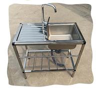 TAXXII Évier de Cuisine Commercial à Une cuve, sur Pied, pour Jardin ou extérieur, avec étagère de Rangement et Poste de Travail pour Le Lavage des Mains (Couleur : Eau Froide)
