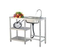 TAXXII Évier de Cuisine de Restaurant en Acier Inoxydable, évier Utilitaire extérieur autoportant, Poste de Travail en métal, évier à Une cuve, pour l'extérieur (Jardin, Garage, restauran