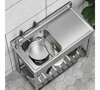 TAXXII Évier de Cuisine extérieur en Acier Inoxydable, bac Unique, Meuble Utilitaire autoportant avec Plan de Travail et robinetterie.