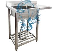 TAXXII Évier de Cuisine Professionnel, évier Utilitaire extérieur en Acier Inoxydable à Une cuve, autoportant, pour Garage, Restaurant, buanderie.