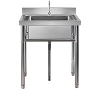 TAXXII Évier de Cuisine Vertical de Restauration, en Acier Inoxydable, à Une cuve, autoportant, adapté à Une Utilisation extérieure, intérieure, Garage ou buanderie (60 cm)