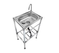 TAXXII Évier de Jardin extérieur autoportant en Acier Inoxydable, évier de Cuisine Multifonctionnel, cuve Unique avec Robinet d'eau Chaude et Froide, idéal pour Un Usage Commercial, dans