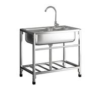 TAXXII Évier de Restaurant Commercial, évier de Cuisine à Une cuve avec Robinet, en Acier Inoxydable, autoportant, pour Garage, sous-Sol, Camping, Jardin ou buanderie, 58 x 43 cm