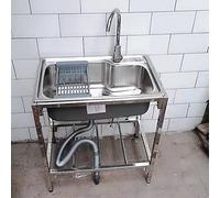 TAXXII Évier extérieur à Une cuve, autoportant, en Acier Inoxydable, avec raccord pour Tuyau d'arrosage, Robinet d'eau Chaude et Froide pour Cuisine Professionnelle, Restaurant, Bar, buan