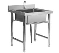 TAXXII Évier Utilitaire de Cuisine en Acier Inoxydable 304, autoportant, pour Usage Commercial extérieur, avec Robinet d'eau Froide Unique, idéal pour la buanderie ou Le Garage.