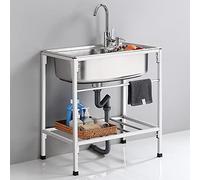 TAXXII Évier Utilitaire en Acier Inoxydable, lavabo à Une cuve autoportant pour Garage, Restaurant, Cuisine intérieure/extérieure, Acier 304.