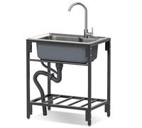 TAXXII Évier Utilitaire en Acier Inoxydable, lavabo à Une cuve autoportant pour Garage, Restaurant, Cuisine intérieure/extérieure, Acier 304.
