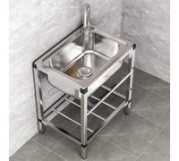 TAXXII Évier Utilitaire extérieur en Acier Inoxydable, évier sur Pied à Une cuve avec Robinet Eau Chaude/Froide, évier Commercial/Industriel pour Cuisine, Cour, Garage, buanderie, 59 x 44