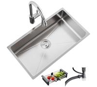 TAXXII Évier Utilitaire sur Pied, Ensemble évier extérieur, évier de Cuisine en Acier Inoxydable, Poste de Travail à encastrer sous Plan, Ensemble 1 cuve avec Robinet pour Cuisine, dimens