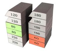 TayBong 12 Pcs Éponges de Ponçage 60/80/120/150/180/220 Grains, Éponge Réutilisable Lavable pour Bois, Métal, Cale à Poncer pour Carrosserie, Mousse de Ponçage pour Travaux de Brico et Auto