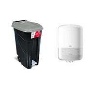 Tayg 80P Poubelle Noir/gris 80 l & Tork 559000 Distributeur de papier d'essuyage à dévidage central M2 - Design Elevation - Blanc