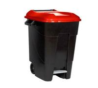 Tayg Conteneur Déchets 100L avec Pédale Finition Rouge
