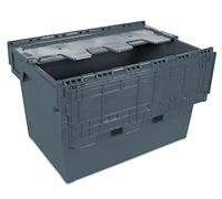 Tayg Eurobox avec couvercle pour entrepôt et transport, gris, 60 x 40 x 34 cm (6434-T)