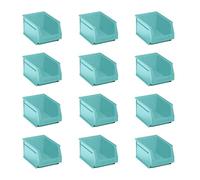 Tayg Lot de 12 tiroirs en plastique empilables nº54 - Organiseur de vis, tiroirs, boîte de rangement, bacs en plastique rectangulaires (turquoise, 33,6 x 21,6 x 15,5 cm)