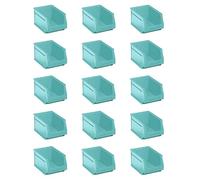 Tayg Lot de 15 tiroirs en plastique empilables - Organiseur de vis, tiroirs, boîte de rangement, bacs en plastique rectangulaires (turquoise, 23,6 x 16 x 13 cm)