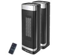 Taylor Swoden Fiery pro - Chauffage d'appoint PTC de 2000W pour usage intérieur, minuterie 24 heures, oscillation de 70°, 4 modes, chauffage electrique en céramique avec télécommande, 2 Paquets