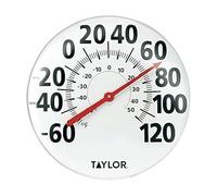 Taylor Thermomètre mural extra large en métal pour intérieur et extérieur, chiffres faciles à lire pour terrasse, piscine et zones intérieures, 45,7 cm, blanc