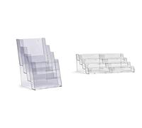 Taymar DIN A5 Présentoir de table pour flyers avec 4 compartiments sur 4 étages & porte-cartes de visite, support pour cartes de visite, présentoir pour cartes de visite, 2×4 étages, transparent