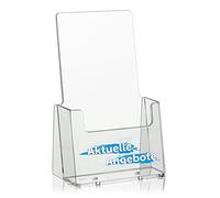 taymar DL Présentoir à prospectus avec impression Blanc/bleu Format DIN long