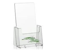 taymar DL Présentoir à prospectus Transparent Format DIN Long DL Avec impression "Offres actuelles" Blanc/vert