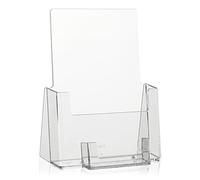 lot de 8 taymar Porte-brochures de table DIN A5 avec porte-cartes de visite supplémentaires, porte-brochures avec compartiment pour visite transparent