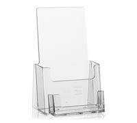 taymar Porte-brochures de table DIN long (DL) avec porte-cartes de visite supplémentaires, porte-brochures avec compartiment pour visite transparent